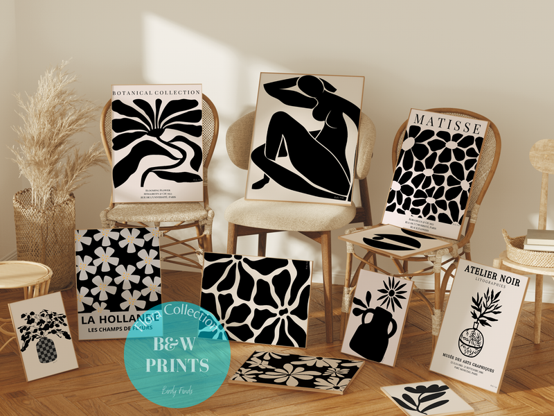 Flora Collection: Premium Black and White Digital Prints