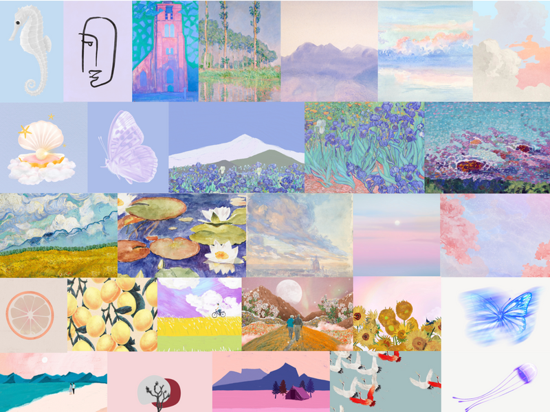 Pastel Art Prints, 150+ Pastel Digital Downloads: Dreamy Visions