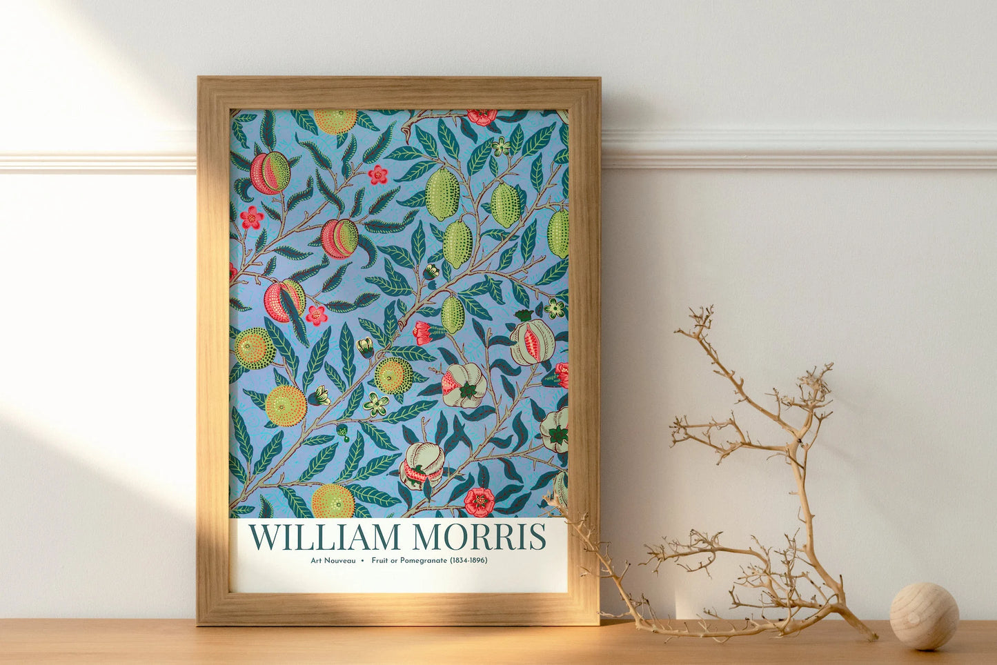 William Morris Blue Leafs - Vintage Digital Art Print