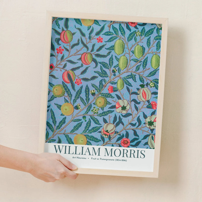 William Morris Blue Leafs - Vintage Digital Art Print