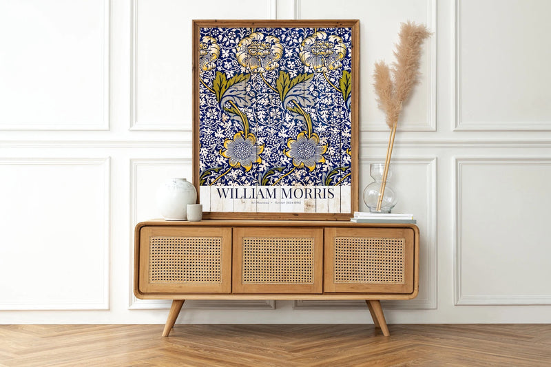 William Morris Blue Leafs: Digital Art Print