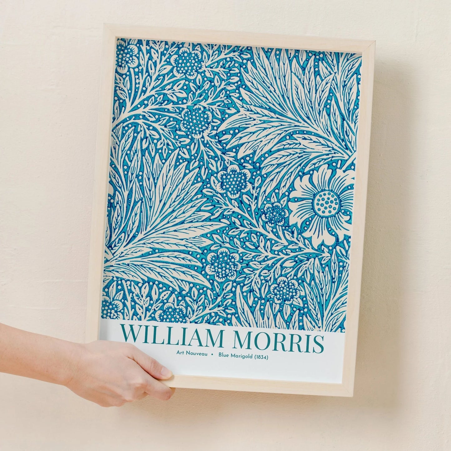 William Morris Blue Leafs - Vintage Digital Art Print