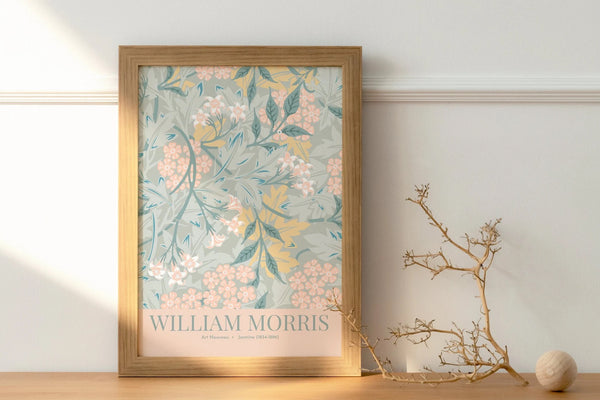 William Morris Pastel Blue Leafs: Digital Art Print