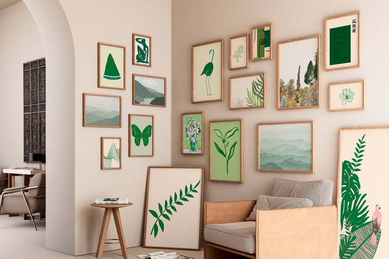 Green Artwork Prints , Set of 20 Emerald Dreams: Aesthetic Digital Downloads