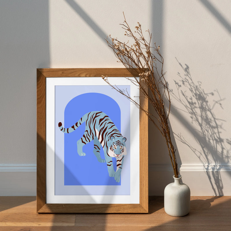 Tiger Art Print, Blue Tiger Dream: Aesthetic Digital Download