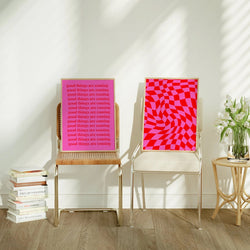 Checkered Aesthetic Pink: Digital Print