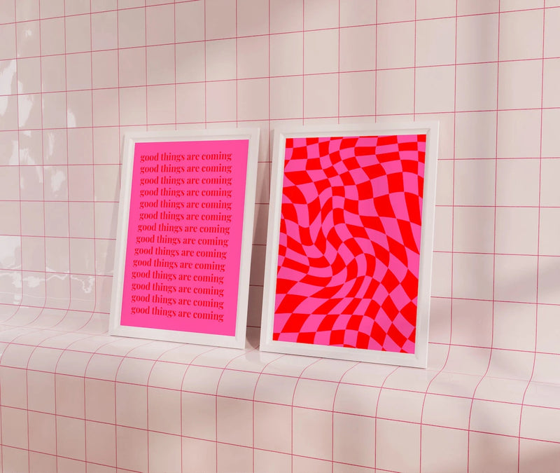 Checkered Aesthetic Pink: Digital Print