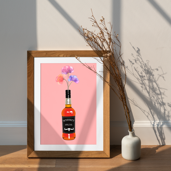 Whisky Wall Art , Whisky and Blooms: Aesthetic Digital Download