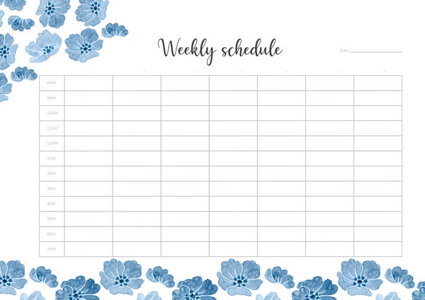 Floral Print Modern Weekly Schedule